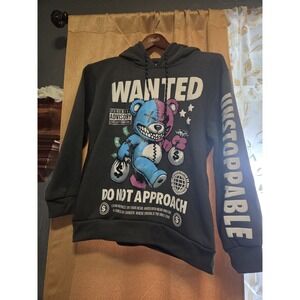 RGSTR streetwear graphic hoodie, bear wanted, grunge, punk,